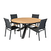 Tierra Outdoor 5-piece diningset foxx chairs and table Omnigo 150cm round GRAY-TEAK