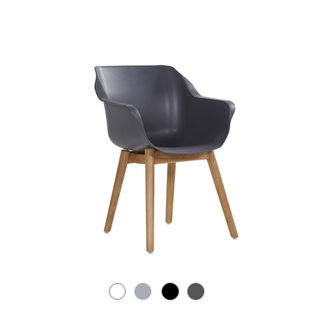 Hartman HARTMAN SOPHIE TEAK ARMCHAIR met kuip in wit, grijs of zwart en teak pootstel