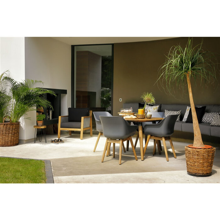 Hartman Hartman set 5-delig Sophie studio teak set met tafel 120cm rond Xerix grijs -teak