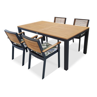 Hamilton Bay Outdoor Briga /York set 5-delig met 4 armstoelen Higold York en Briga tafel 180cm grijs-teak