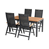 Hartman 5-delige diningset Sonata met Troy  standenstoel met Sonata Table 160x90cm donkergrijs met teak