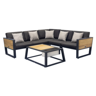 Higold Higold York corner loungeset 4-Dlg CHARCOAL-ZWART met teak