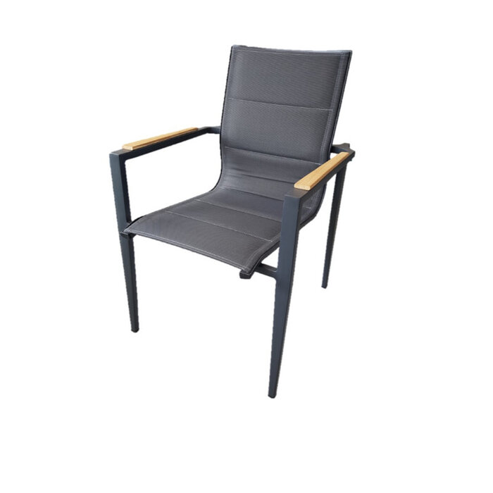Hamilton Bay Outdoor Hamilton Bay OUTDOOR Aurora alu. Dining Chair antraciet textileen +teak