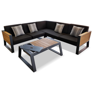 Higold Higold New York Hoek Loungeset 225 × 225 cm Zwart/Teak