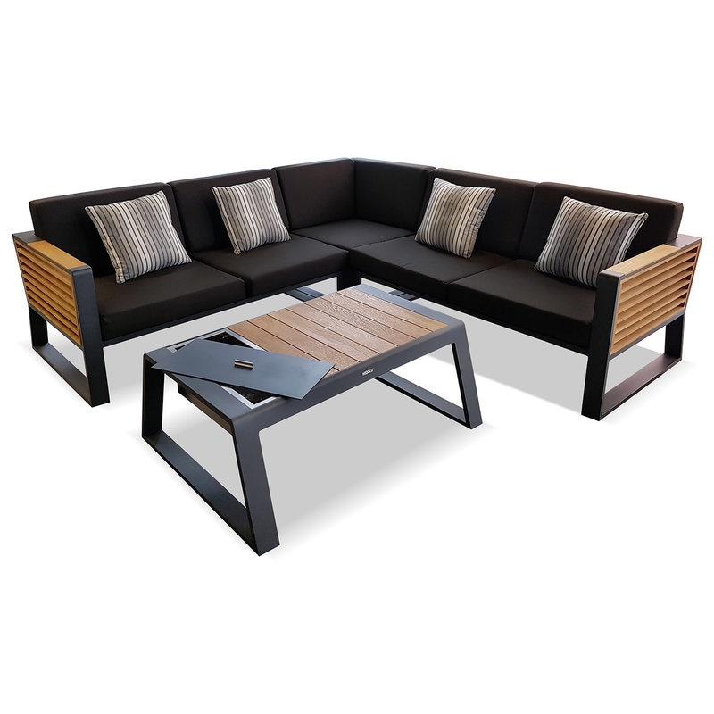 Higold Higold New York 4-Piece Corner Lounge Set 225 × 225 cm Black/Teak