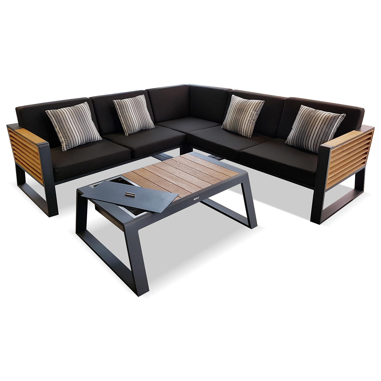 Higold Higold New York 4-Piece Corner Lounge Set 225 × 225 cm Black/Teak