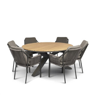 Hamilton Bay Outdoor Tierra Outdoor  7-delig tuinset Liv antraciet - Omnigo 150cm teak