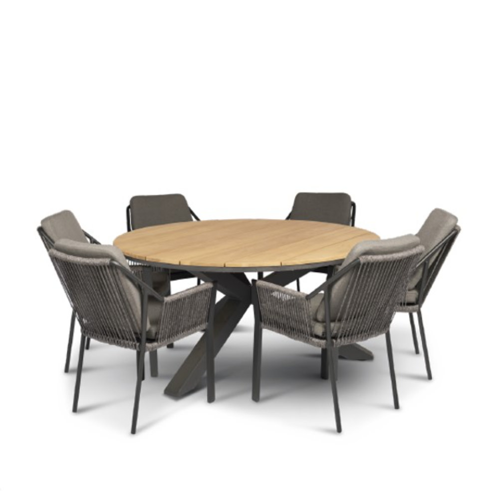 Hamilton Bay Outdoor Tierra Outdoor  7-piece dining set with 6 Liv arm chairs and a table Omingo 150cm
