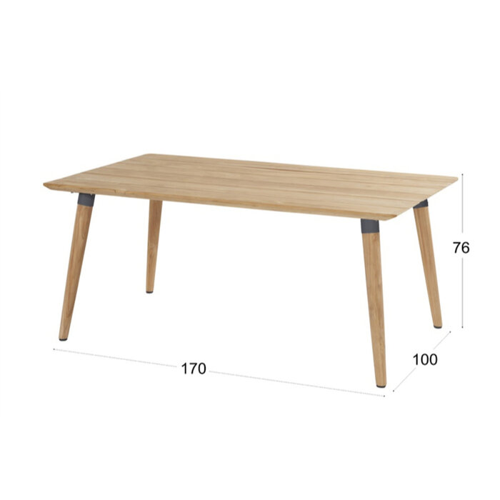 Hartman Hartman set 5-delig Sophie studio teak set met tafel 170x100cm D.GRIJS-TEAK