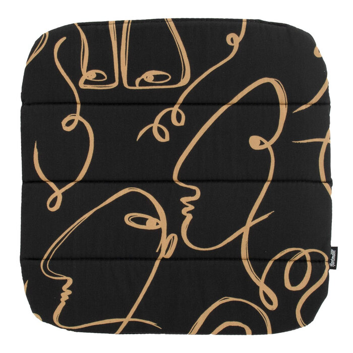 Hartman Hartman Delphine cushion w. anti-slip 44x40x3 - Faces Black -UITLOOP