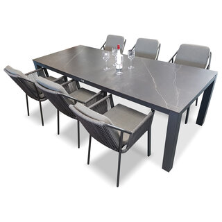 Hamilton Bay Outdoor Tierra Outdoor  7-delig tuinset met 6x LIV GREY armstoel en tafel BRIGA DEKTON KELYA 240x100cm