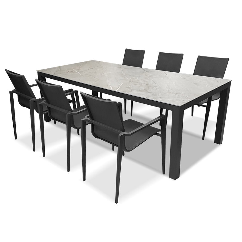 Tierra Outdoor Tierra Outdoor 7-delige diningset aurora met tafel Briga Dekton VERA 220x100cm