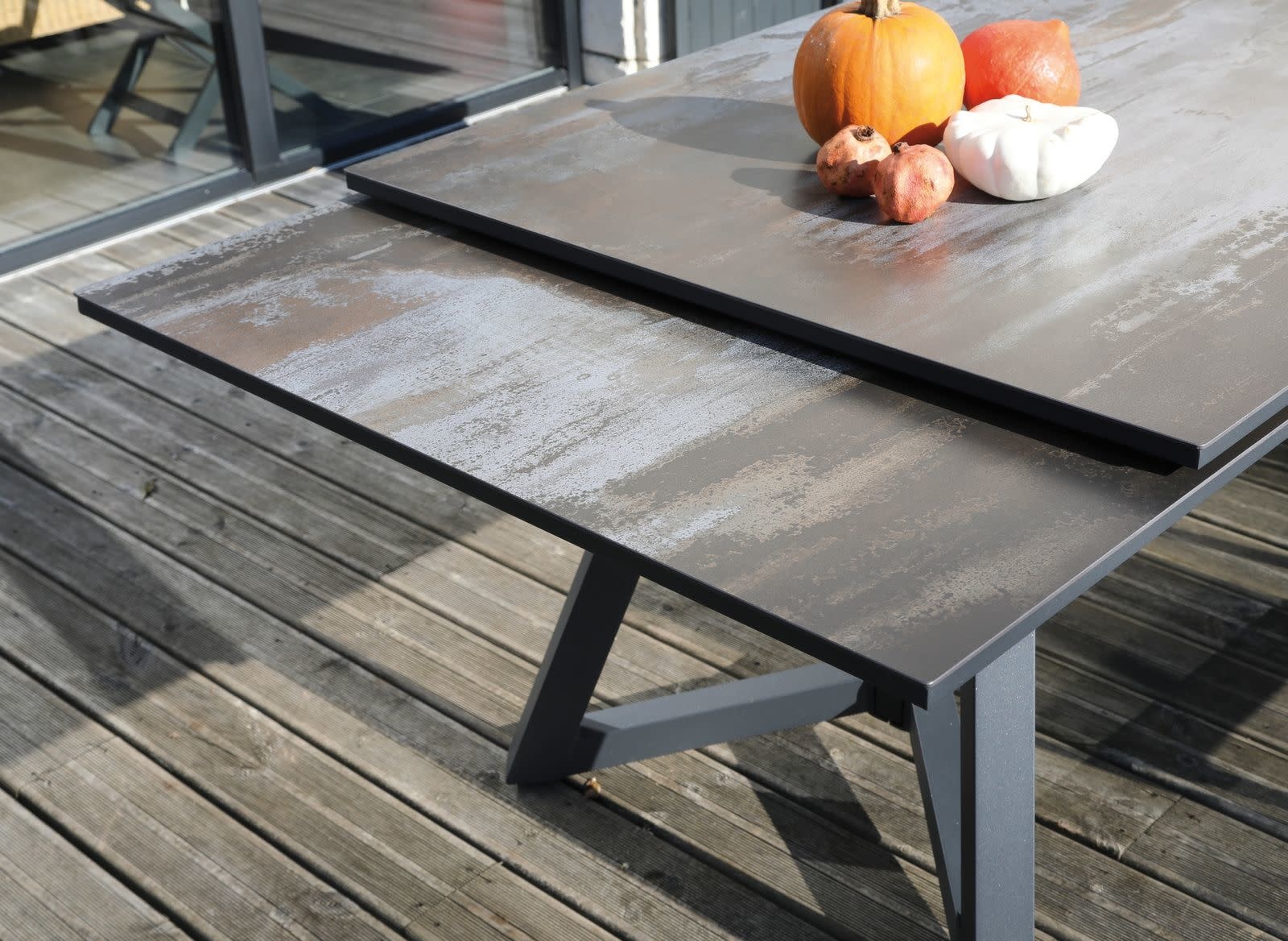 Proloisirs AGIRA Extension table 180/240x100 dark gray frame + dekton trilium slatss