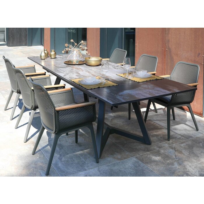 Proloisirs AGIRA Extension table 180/240x100 dark gray frame + dekton trilium slatss