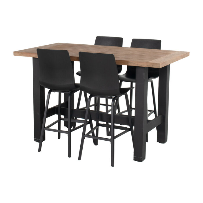 Hartman Hartman 5-piece BARSET Sophie WAVE and Yasmani bartable 180 CARBON BLACK-NATURAL TEAK