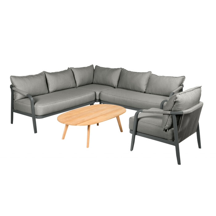Tierra Outdoor Tierra Outdoor Pep Loungeset Antraciet 4-delig, met tafel ovaal, zonder stoel
