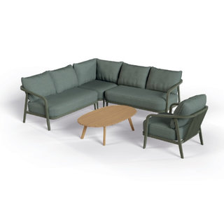 Tierra Outdoor Tierra Outdoor Pep Loungeset DARK GREEN 4-delig, Met tafel ovaal, zonder stoel
