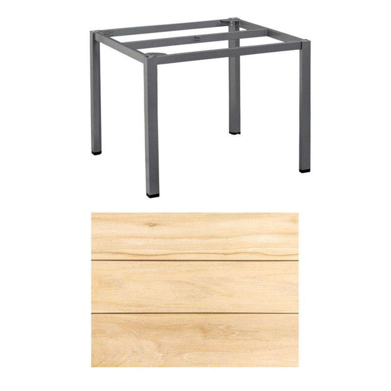 Kettler KETTLER tafel 95*95cm TEAK - brede lijst, CUBIC poot antraciet