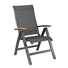 Kettler ALTURA CURVE fauteuil verstelbaar TEAK ARMS alu-text. Grijs