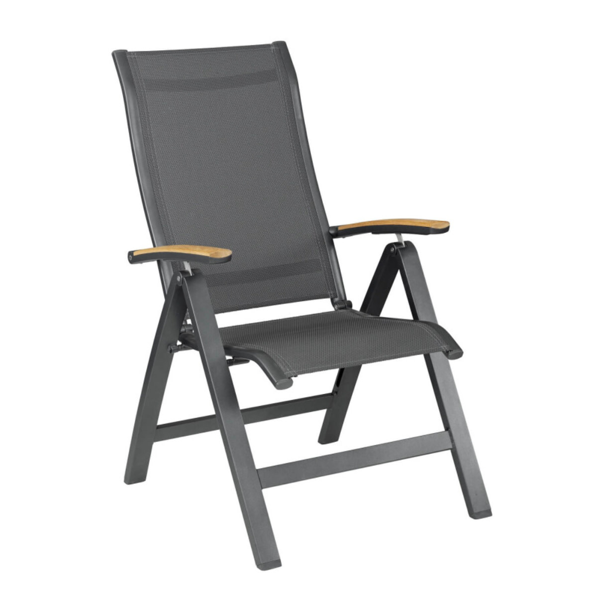 Gewoon Bloedbad venster Kettler ALTURA CURVE fauteuil verstelbaar TEAK ARMS alu-text. Grijs -  Stigter Tuinmeubelen
