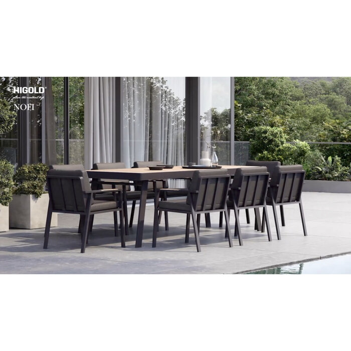 Higold Higold 9-delig NOFI DINING SET CHARCOAL - TEAK +cushions