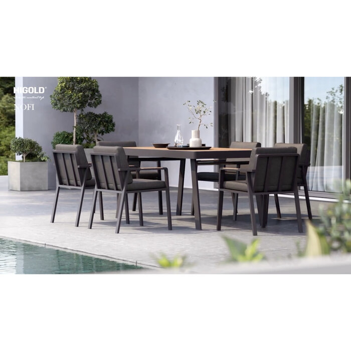 Higold Higold 9-delig NOFI DINING SET CHARCOAL - TEAK +cushions