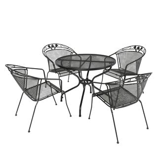 Engarden Siena Garden - 5-delig TOLEDO set met stapelfauteuil en tafel 90cm ROND strekmetaal