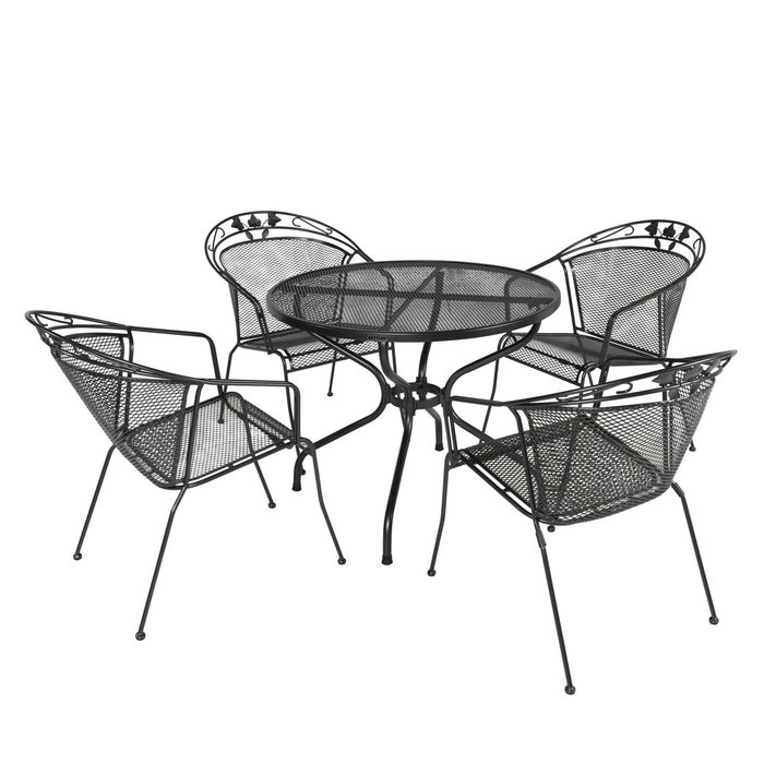 Siena Garden - 5-delig TOLEDO set met stapelfauteuil en tafel 90cm ROND strekmetaal