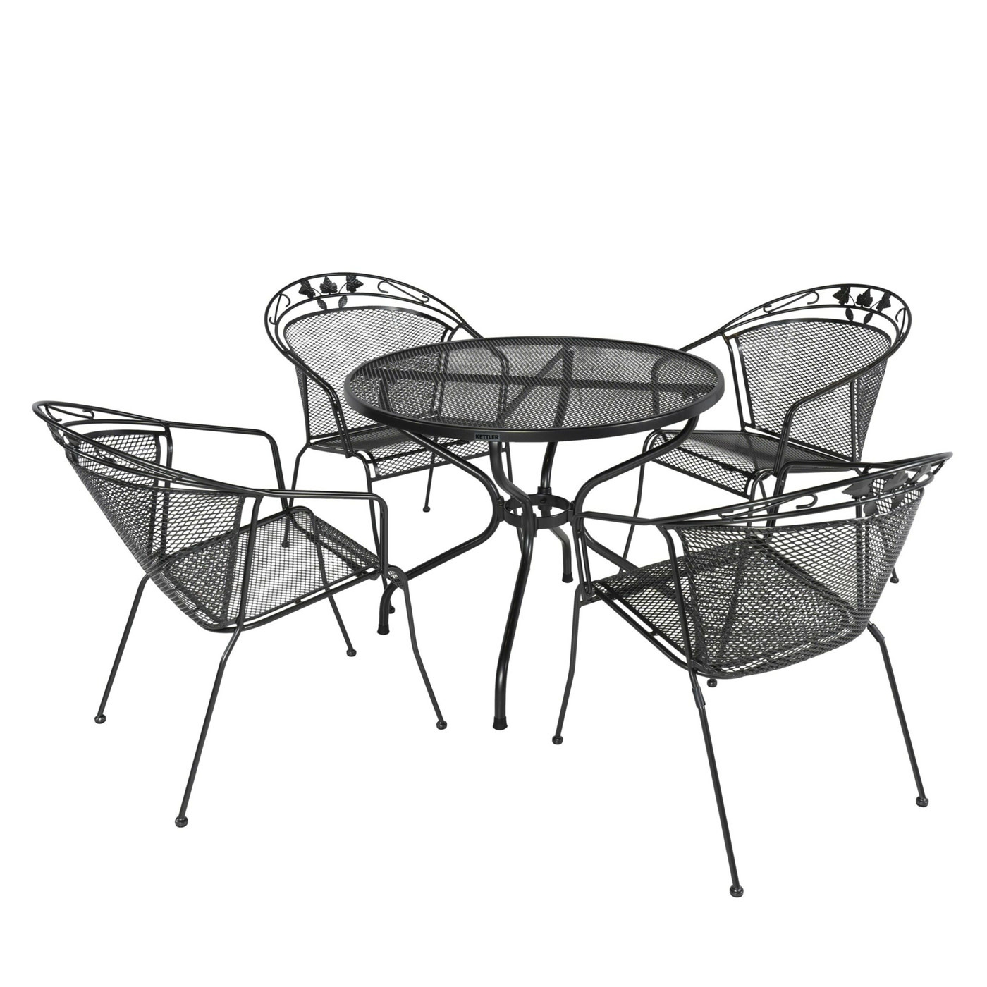 Engarden Siena Garden - 5-delig TOLEDO set met stapelfauteuil en tafel 90cm ROND strekmetaal