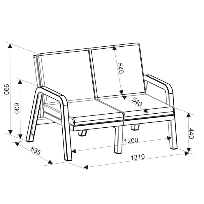Hartman Hartman IBIZA 2-Seater Lounge Bank (L+E1)