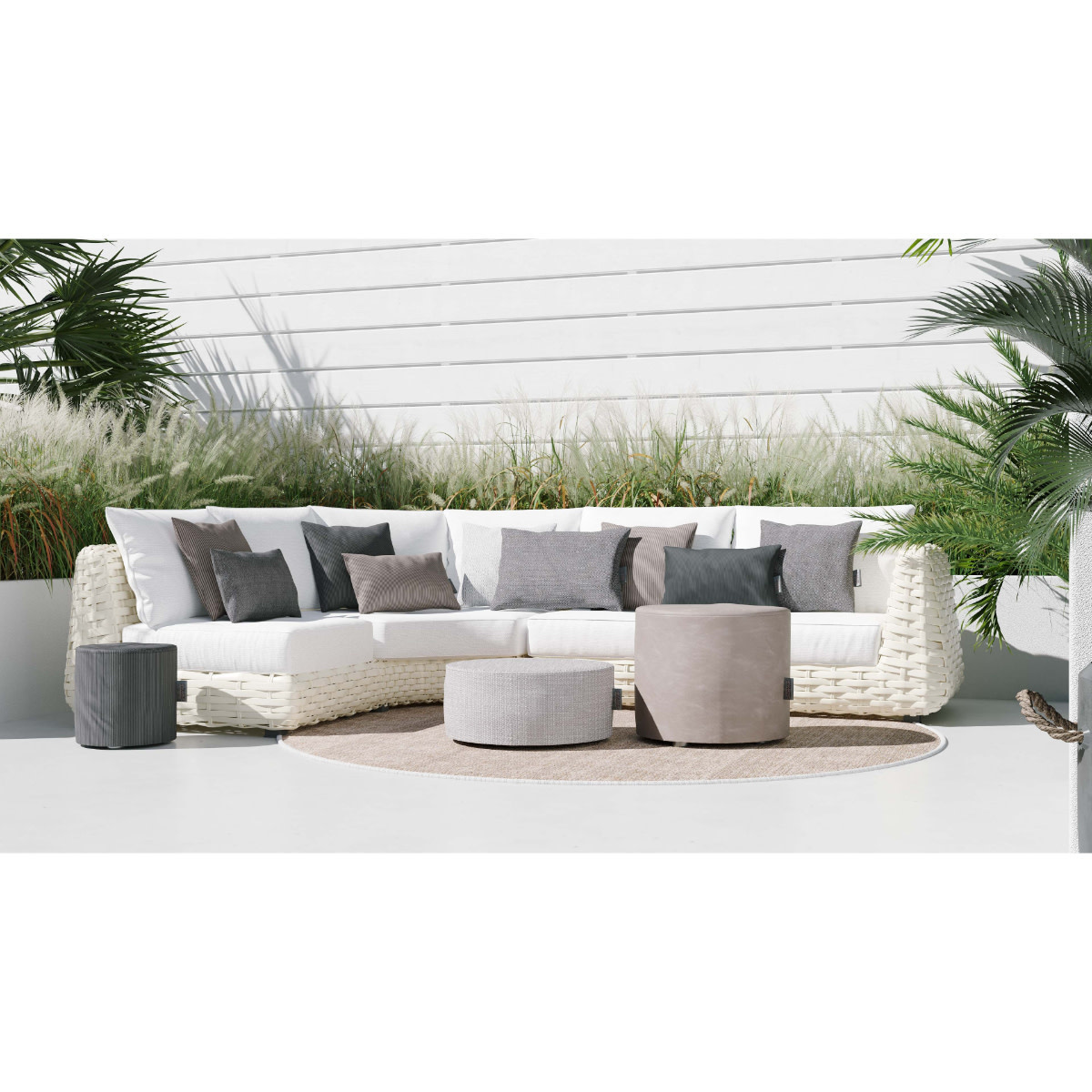 KMCT Outdoor karpet SOLID GREY - 120cm ROUND, nr.120008