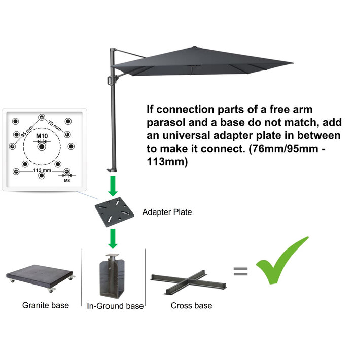Platinum Platinum Parasolvoet adapter plate for free arm parasols art.6910