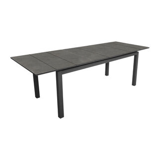 Proloisirs TAHAA uitschuiftafel 180/240x90 antraciet frame met HPL BlackJack zwart