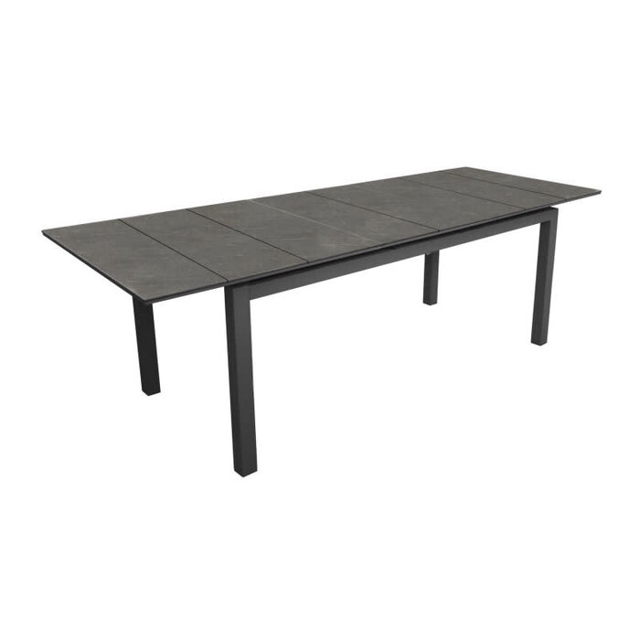 Proloisirs TAHAA uitschuiftafel 180/240x90 antraciet frame met HPL BlackJack zwart