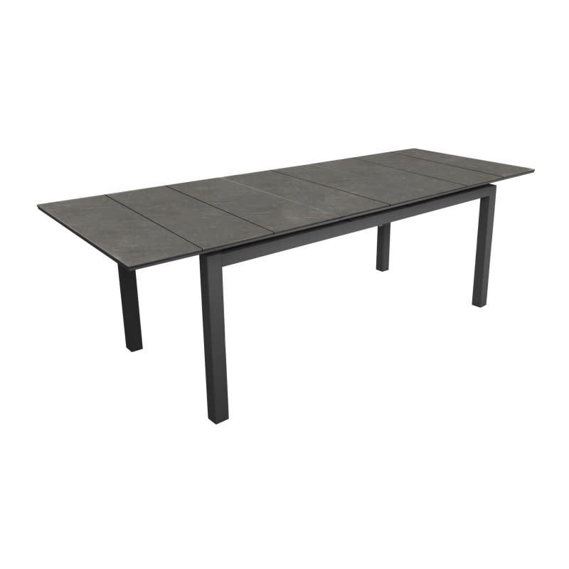 Proloisirs TAHAA uitschuiftafel 180/240x90 antraciet frame met HPL BlackJack zwart