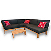 Hamilton Bay Dynamo lounge corner 3-piece teak + cushions black