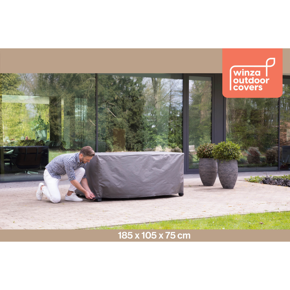 WINZA OUTDOOR COVERS Premium beschermhoes tafel tot 180cm, 185x105x75cm - art.10783