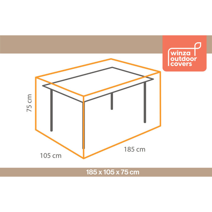 WINZA OUTDOOR COVERS Premium beschermhoes tafel tot 180cm, 185x105x75cm - art.10783