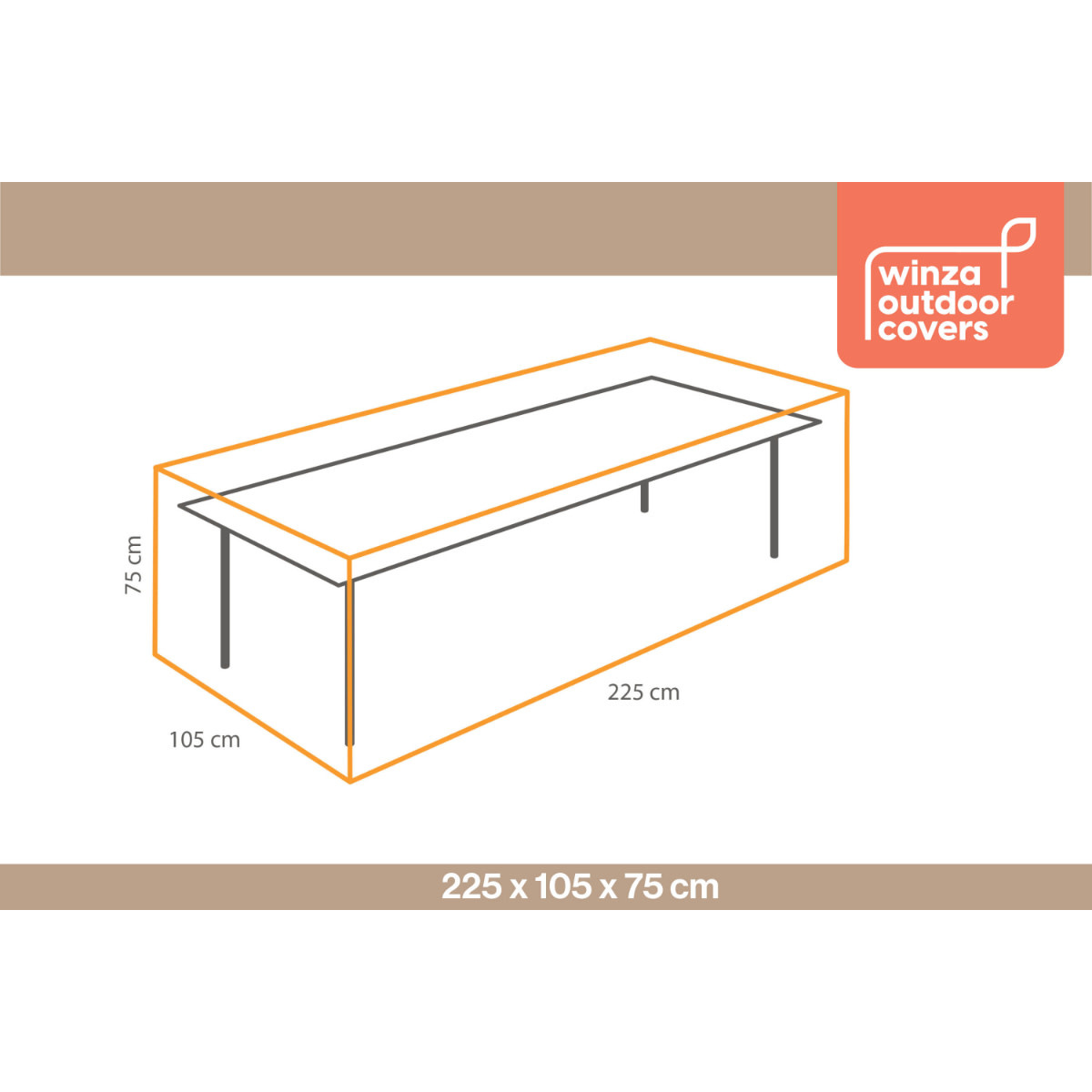 WINZA OUTDOOR COVERS Premium Tafelhoes maat 225x105x75 cm