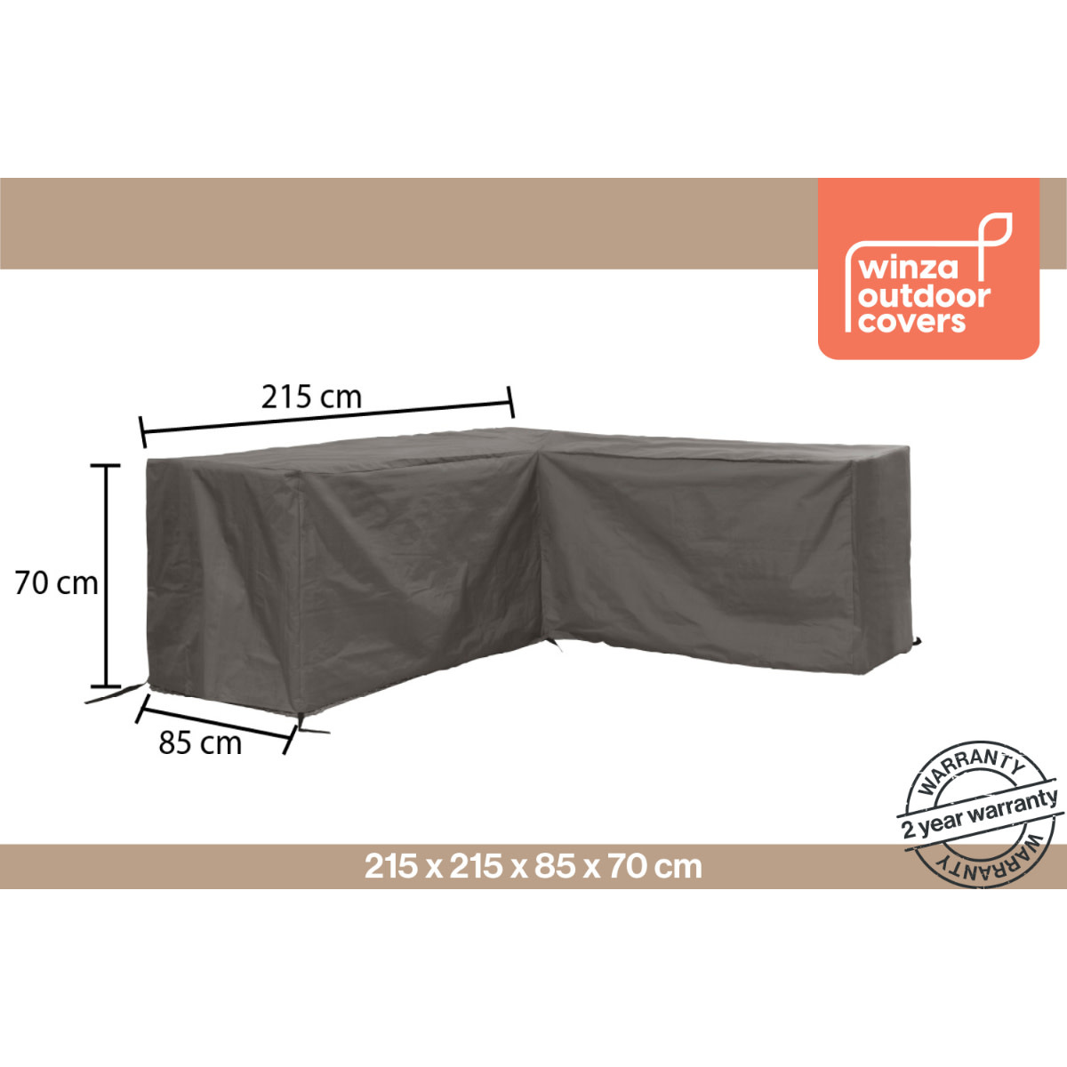 WINZA OUTDOOR COVERS Premium L-shaped Lounge set protective cover size 215x215x85x70 cm