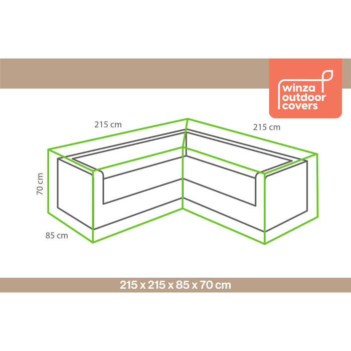 WINZA OUTDOOR COVERS Premium L-vormige Loungeset beschermhoes maat 215x215x85x70 cm art.10892