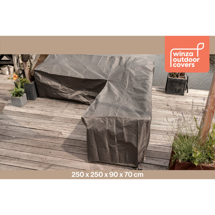WINZA OUTDOOR COVER Premium L-Shaped Lounge set protective cover in size 250x250x90x70 cm.