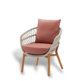 Higold Higold Vasca dining Chair White rope - Lobster red fabric incl. cushions and cover