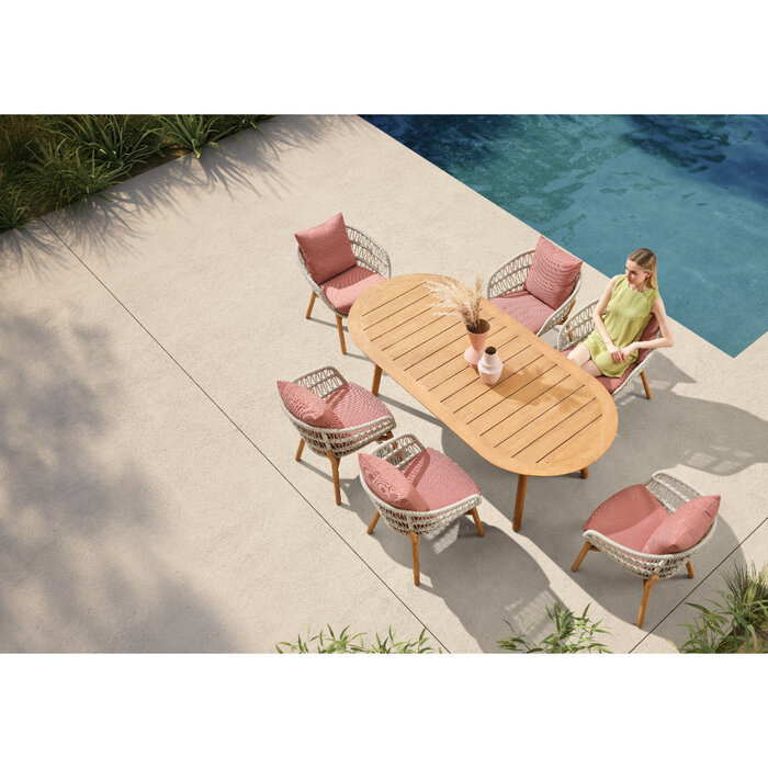 Higold Higold Vasca dining Chair White rope - Lobster red fabric