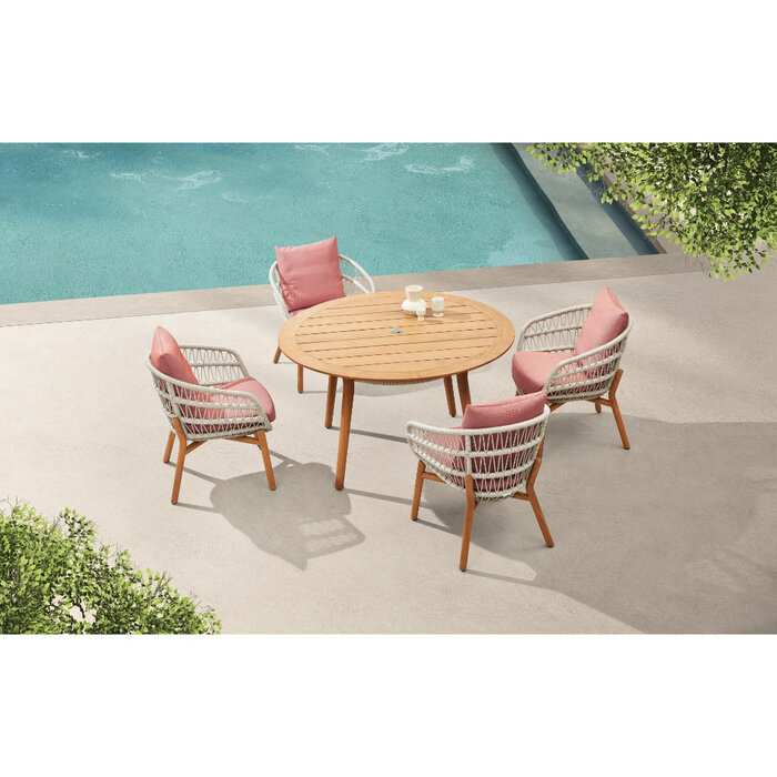 Higold Higold Vasca dining Chair White rope - Lobster red fabric