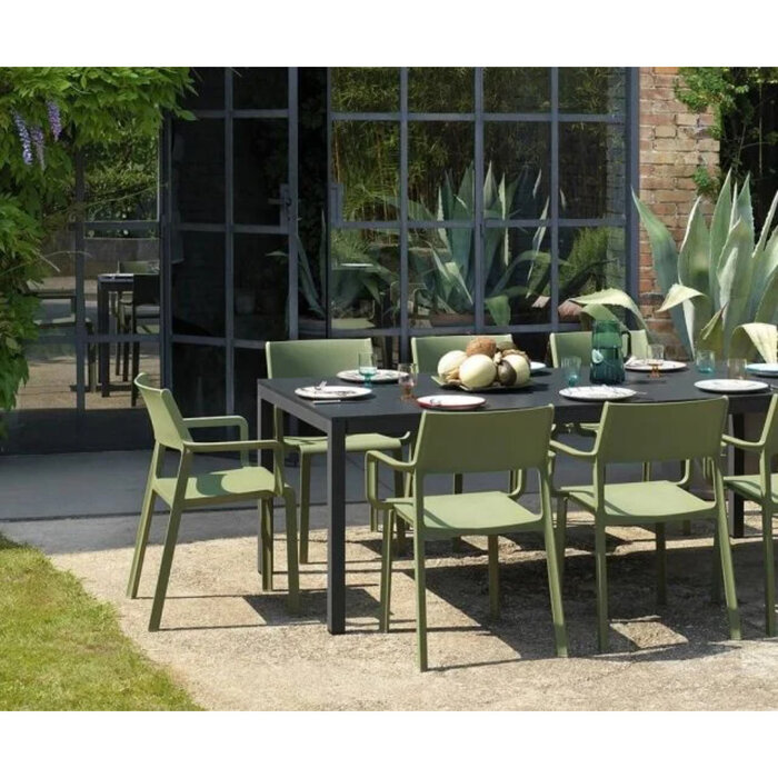 Nardi Nardi Rio Antraciet grijzen uitschuiftafel 140/210x85cm kunststof blad aluminium poten