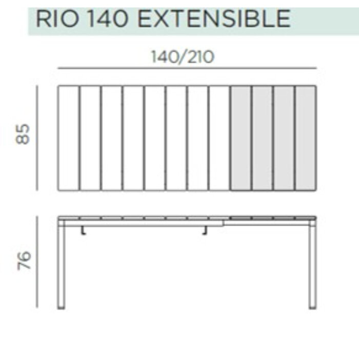 Nardi Nardi Rio Anthracite gray extension table 140/210x85cm polypropylene top aluminum legs