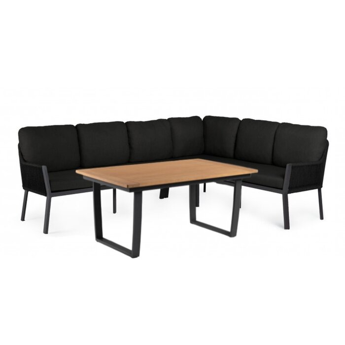 Tierra Outdoor Tierra Outdoor Liv Lounge Dining Set Right grey frame - BLACK rope and cushions - TO-5172