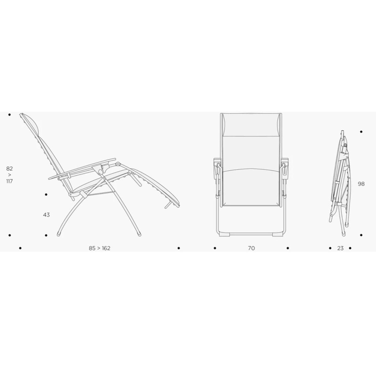 Lafuma Relaxchair EVOLUTION BE COMFORT ACIER GRIJS With dark grey frame