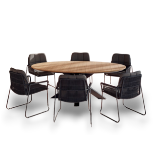 Tierra Outdoor Tierra Outdoor 7-delig set RIVERA armstoel met OMNIGO 150cm tafel GRIJS-TEAK